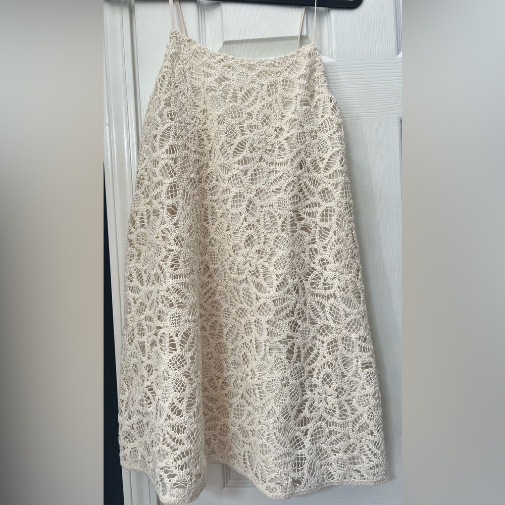 Zara NWT Cream Floral Crochet Lace Mini Dress Size M